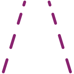 Icono de líneas viales discontinuas.
